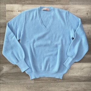 VTG Maus Hoffman 100% Alpaca Knit V Neck Sweater 40 / Large* Blue Soft Stretch
